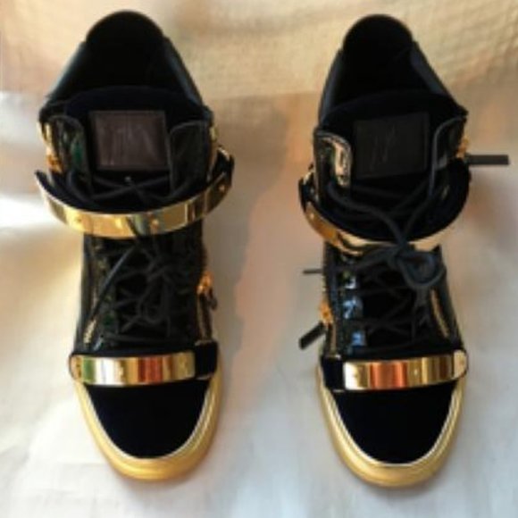 New Giuseppe Zanotti Double Zip Metallic High Top Sneakers Size Eu 39 - Picture 7 of 9
